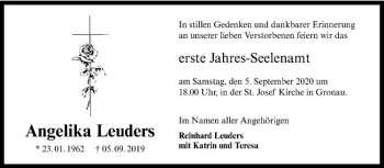 Anzeige von Angelika Leuders von Westfälische Nachrichten