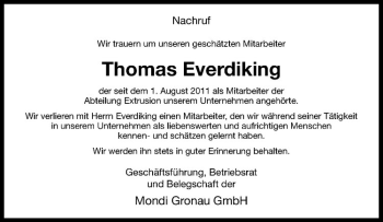 Anzeige von Thomas Everdiking von Westfälische Nachrichten