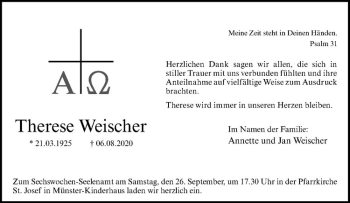 Anzeige von Therese Weischer von Westfälische Nachrichten