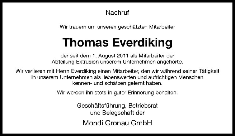  Traueranzeige für Thomas Everdiking vom 05.09.2020 aus Westfälische Nachrichten
