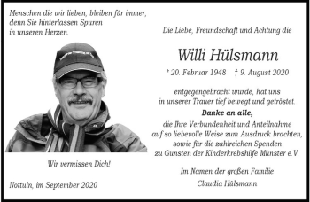 Anzeige von Willi Hülsmannn von Westfälische Nachrichten