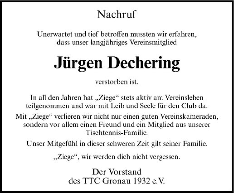  Traueranzeige für Jürgen Dechering vom 15.09.2020 aus Westfälische Nachrichten
