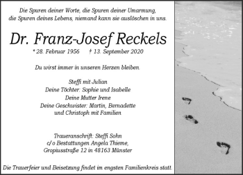Anzeige von Frannz-Josef Reckels von Westfälische Nachrichten