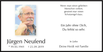 Anzeige von Jürgen Neufend von Westfälische Nachrichten