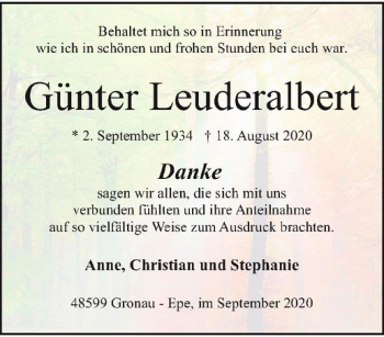 Anzeige von Günter Leuderalbert von Westfälische Nachrichten