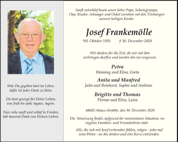Anzeige von Josef Frankemölle von Westfälische Nachrichten
