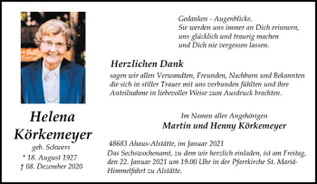 Anzeige von Helena Körkemeyer von Westfälische Nachrichten