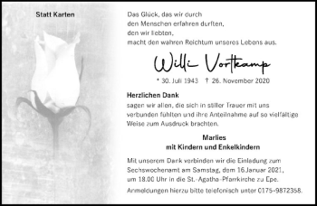 Anzeige von Wilhelm Vortkamp von Westfälische Nachrichten