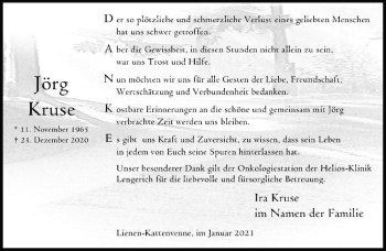 Anzeige von Jörg Kruse von Westfälische Nachrichten