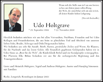 Anzeige von Udo Holtgrave von Westfälische Nachrichten