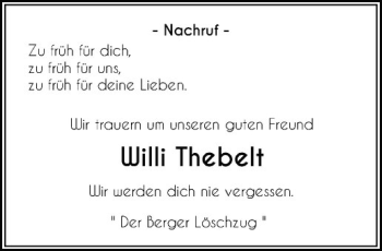 Anzeige von Willi Thebelt von Westfälische Nachrichten