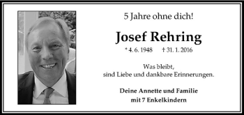 Anzeige von Josef Rehring von Westfälische Nachrichten