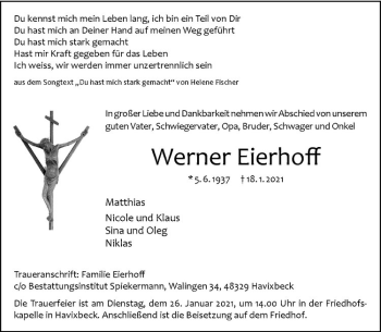 Anzeige von Werner Eicherhoff von Westfälische Nachrichten