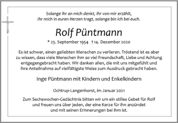 Anzeige von Rolf Püntmann von Westfälische Nachrichten