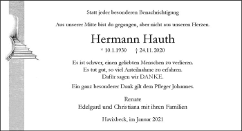 Anzeige von Hermann Hauth von Westfälische Nachrichten