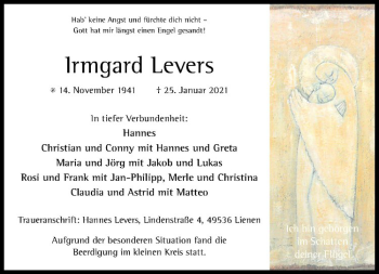 Anzeige von Irmgard Levers von Westfälische Nachrichten