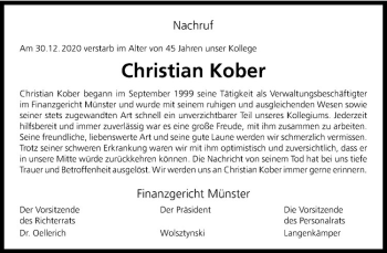 Anzeige von Christian Kober von Westfälische Nachrichten