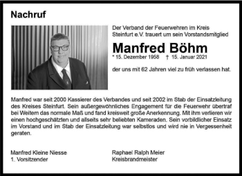 Anzeige von Florian Böhm von Westfälische Nachrichten