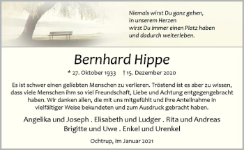Anzeige von Bernhard Hippe von Westfälische Nachrichten