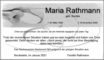 Anzeige von Maria Rathmann von Westfälische Nachrichten