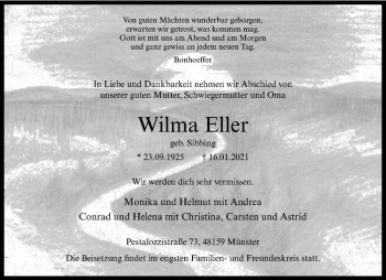 Anzeige von Wilma Eller von Westfälische Nachrichten