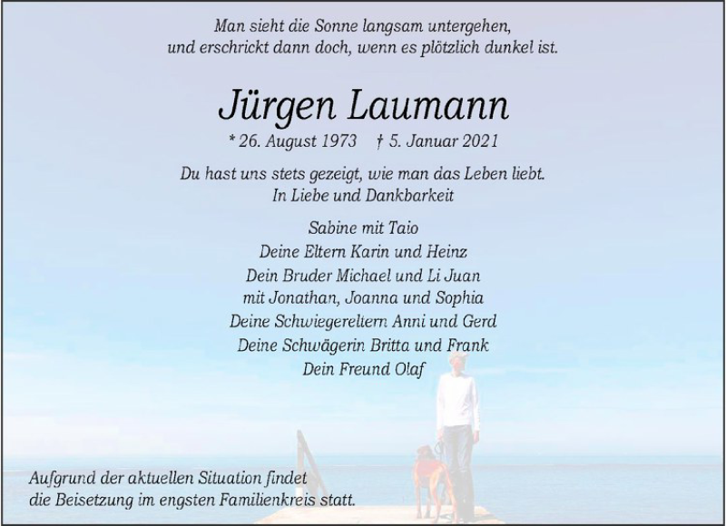  Traueranzeige für Jürgen Laumann vom 09.01.2021 aus Westfälische Nachrichten