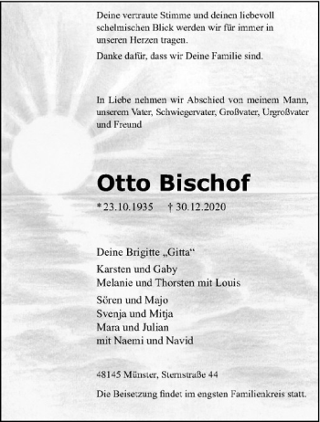 Anzeige von Otto Bischof von Westfälische Nachrichten
