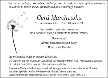 Anzeige von Gerd Marchewka 