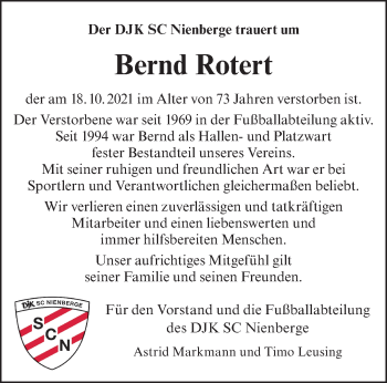 Anzeige von Bernd Rotert 