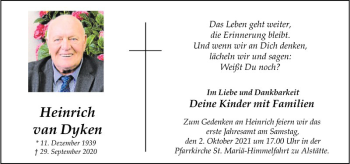 Anzeige von Heinrich van Dyken 