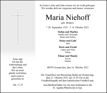 Anzeige von Maria Niehoff 
