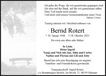 Anzeige von Bernd Rotert 