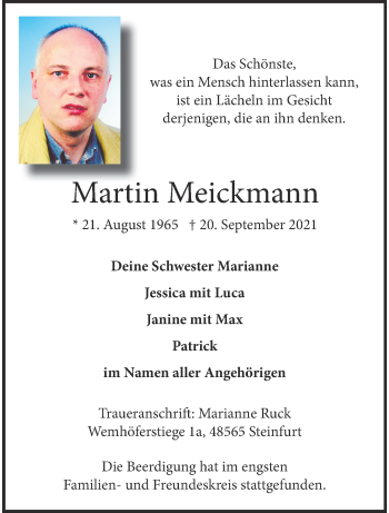 Anzeige von Martin Meickmann 