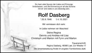 Anzeige von Rolf Dasberg 