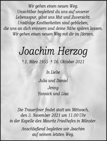 Anzeige von Joachim Herzog 