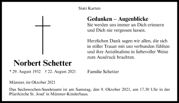 Anzeige von Norbert Schetter 