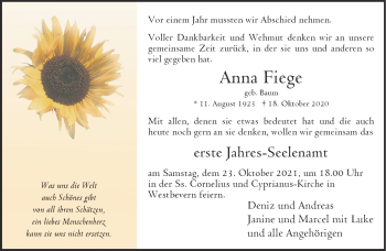 Anzeige von Anna Fiege 