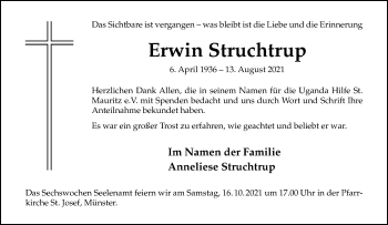 Anzeige von Erwin Struchtrup 