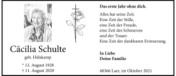 Anzeige von Cäcilia Schulte 