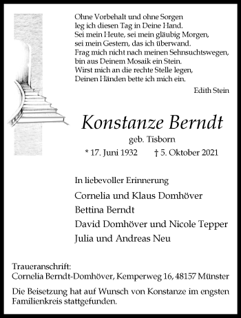 Anzeige von Konstanze Berndt 
