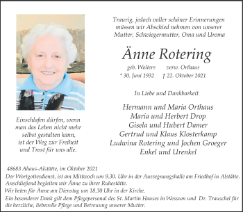 Anzeige von Änne Rotering 
