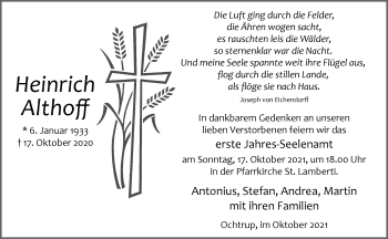Anzeige von Heinrich Althoff 
