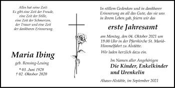 Anzeige von Maria Ibing 