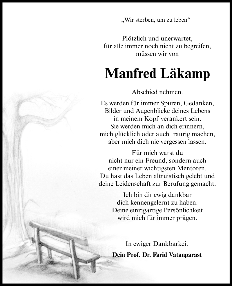  Traueranzeige für Manfred Läkamp vom 23.10.2021 aus 