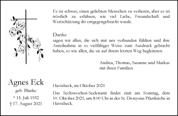 Anzeige von Agnes Eck 