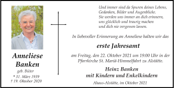 Anzeige von Anneliese Banken 