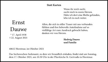 Anzeige von Ernst Dauwe 