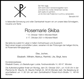 Anzeige von Rosemarie Skiba 