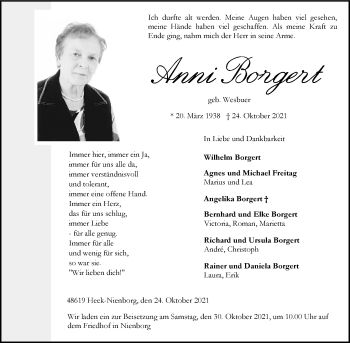 Anzeige von Anni Borgert 