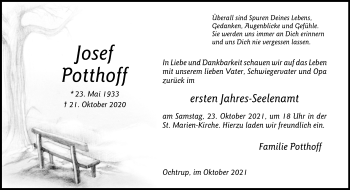 Anzeige von Josef Potthoff 